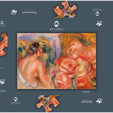 Darstellung des Puzzle Motivs Roses and Small Nude (Roses et petit nu) (1916) by Pierre-Auguste Renoir 100 Puzzle Schachtel 3D Modell