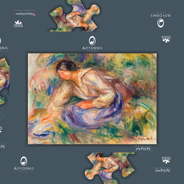 Darstellung des Puzzle Motivs Woman in Blue Skirt (Femme en jupe bleue) (1917) by Pierre-Auguste Renoir 1000 Puzzle Schachtel 3D Modell