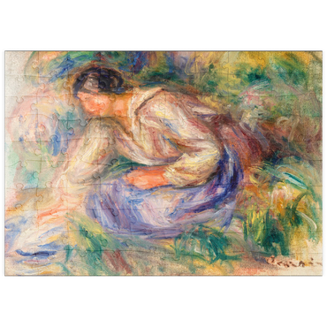 Darstellung des Puzzle Motivs puzzleplate Woman in Blue Skirt (Femme en jupe bleue) (1917) by Pierre-Auguste Renoir 100 Puzzle