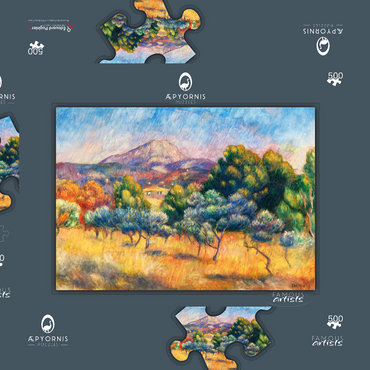Darstellung des Puzzle Motivs Montagne Sainte-Victoire (Paysage) (1889) by Pierre-Auguste Renoir 500 Puzzle Schachtel 3D Modell