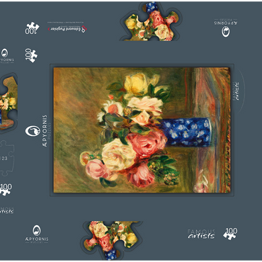 Darstellung des Puzzle Motivs Bouquet of Roses (Le Bouquet de roses) (1882) by Pierre-Auguste Renoir 100 Puzzle Schachtel 3D Modell