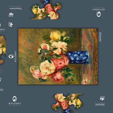 Darstellung des Puzzle Motivs Bouquet of Roses (Le Bouquet de roses) (1882) by Pierre-Auguste Renoir 500 Puzzle Schachtel 3D Modell