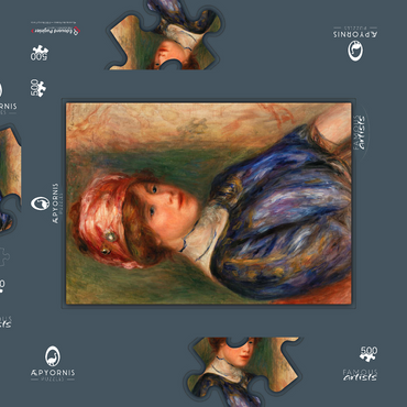Darstellung des Puzzle Motivs Young Woman in Blue, Bust (Jeune femme en corsage bleu, buste) (1911) by Pierre-Auguste Renoir 500 Puzzle Schachtel 3D Modell