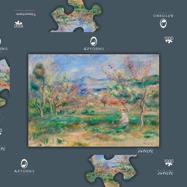 Darstellung des Puzzle Motivs Landscape (Paysage) (1900–1905) by Pierre-Auguste Renoir 1000 Puzzle Schachtel 3D Modell