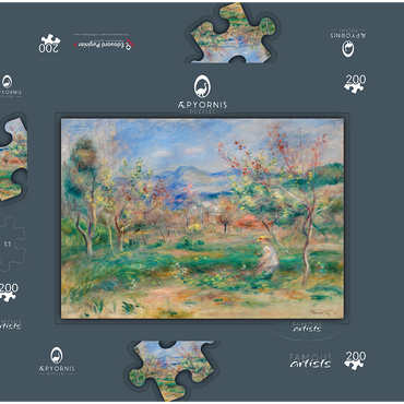Darstellung des Puzzle Motivs Landscape (Paysage) (1900–1905) by Pierre-Auguste Renoir 200 Puzzle Schachtel 3D Modell