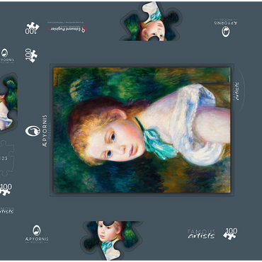 Darstellung des Puzzle Motivs Head of Young Girl (Tête de jeune fille) (1885) by Pierre-Auguste Renoir 100 Puzzle Schachtel 3D Modell