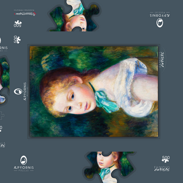 Darstellung des Puzzle Motivs Head of Young Girl (Tête de jeune fille) (1885) by Pierre-Auguste Renoir 500 Puzzle Schachtel 3D Modell