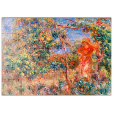 Darstellung des Puzzle Motivs puzzleplate Woman in Red in a Landscape (Femme en rouge dans un paysage) (1917) by Pierre-Auguste Renoir 100 Puzzle