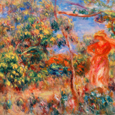 Darstellung des Puzzle Motivs Woman in Red in a Landscape (Femme en rouge dans un paysage) (1917) by Pierre-Auguste Renoir 500 Puzzle 3D Modell