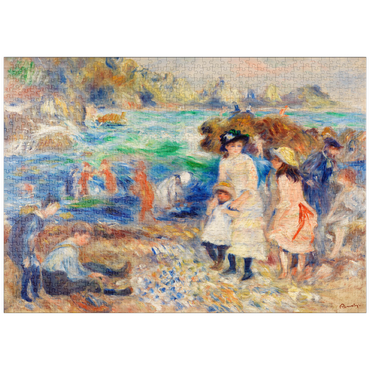 Darstellung des Puzzle Motivs puzzleplate Children on the Seashore, Guernsey (Enfants au bord de la mer à Guernesey) (1883) by Pierre-Auguste Renoir 1000 Puzzle