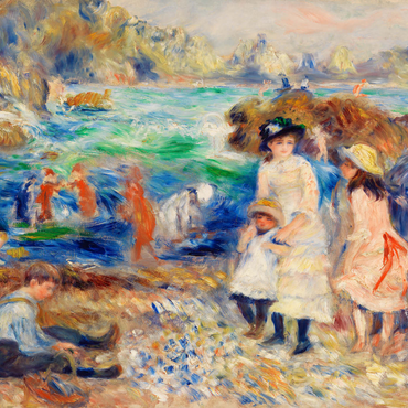 Darstellung des Puzzle Motivs Children on the Seashore, Guernsey (Enfants au bord de la mer à Guernesey) (1883) by Pierre-Auguste Renoir 1000 Puzzle 3D Modell