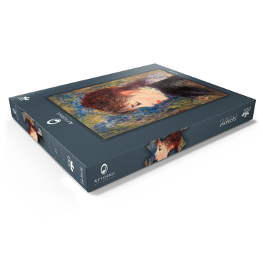 Darstellung des Puzzle Motivs Young Woman with Rose (Jeune fille à la rose) (1877) by Pierre-Auguste Renoir 100 Puzzle Schachtel Ansicht1