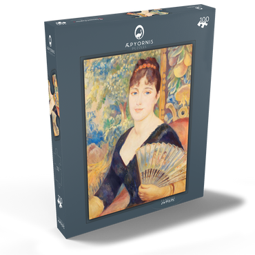 Darstellung des Puzzle Motivs Woman with Fan (Femme à l'éventail) (1886) by Pierre-Auguste Renoir 100 Puzzle Schachtel Ansicht2