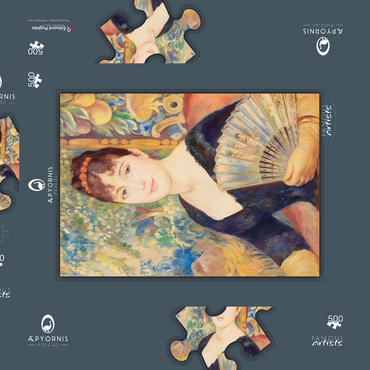Darstellung des Puzzle Motivs Woman with Fan (Femme à l'éventail) (1886) by Pierre-Auguste Renoir 500 Puzzle Schachtel 3D Modell
