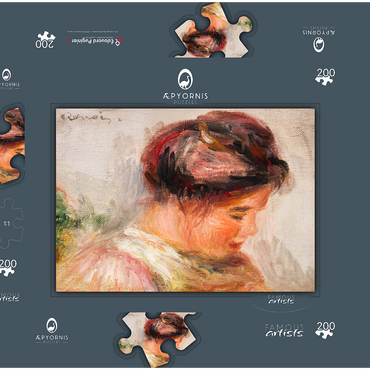 Darstellung des Puzzle Motivs Head of Young Girl (Tête de jeune fille) (1905–1908) by Pierre-Auguste Renoir 200 Puzzle Schachtel 3D Modell