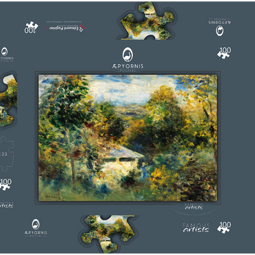 Darstellung des Puzzle Motivs Louveciennes (1872–1873) by Pierre-Auguste Renoir 100 Puzzle Schachtel 3D Modell