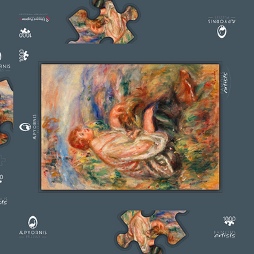 Darstellung des Puzzle Motivs Woman in Tulle Blouse and Black Skirt (Femme en blouse de tulle et en jupe noire dans un paysage) (1917) by Pierre-Auguste Renoir 1000 Puzzle Schachtel 3D Modell