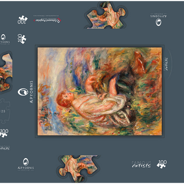 Darstellung des Puzzle Motivs Woman in Tulle Blouse and Black Skirt (Femme en blouse de tulle et en jupe noire dans un paysage) (1917) by Pierre-Auguste Renoir 100 Puzzle Schachtel 3D Modell