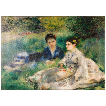 Darstellung des Puzzle Motivs puzzleplate On the Grass (Jeunes femmes assises dans l'herbe) (1873) by Pierre-Auguste Renoir 1000 Puzzle