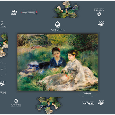 Darstellung des Puzzle Motivs On the Grass (Jeunes femmes assises dans l'herbe) (1873) by Pierre-Auguste Renoir 100 Puzzle Schachtel 3D Modell