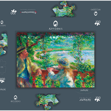 Darstellung des Puzzle Motivs Near the Lake (1879–1890) by Pierre-Auguste Renoir 100 Puzzle Schachtel 3D Modell