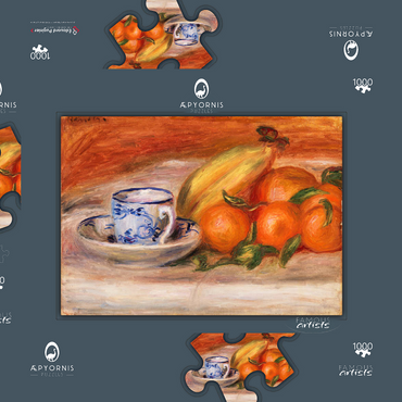 Darstellung des Puzzle Motivs Oranges, Bananas, and Teacup (Oranges, bananes et tasse de thé) (1908) by Pierre-Auguste Renoir 1000 Puzzle Schachtel 3D Modell