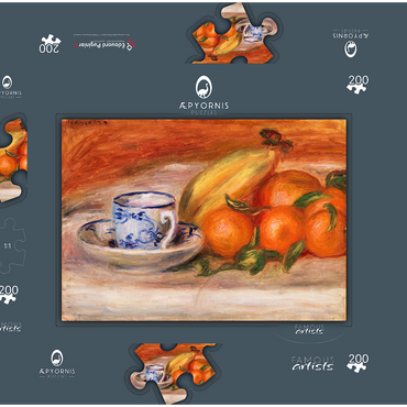 Darstellung des Puzzle Motivs Oranges, Bananas, and Teacup (Oranges, bananes et tasse de thé) (1908) by Pierre-Auguste Renoir 200 Puzzle Schachtel 3D Modell