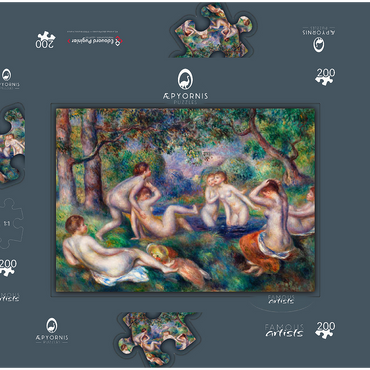 Darstellung des Puzzle Motivs Bathers in the Forest (Baigneuses dans la forêt) (1897) by Pierre-Auguste Renoir 200 Puzzle Schachtel 3D Modell