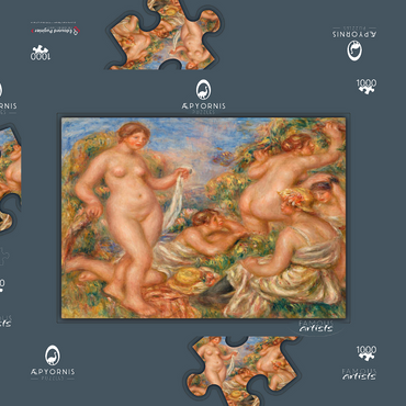 Darstellung des Puzzle Motivs Composition, Five Bathers (Composition, cinq baigneuses) (1917–1919) by Pierre-Auguste Renoir 1000 Puzzle Schachtel 3D Modell