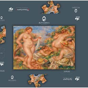 Darstellung des Puzzle Motivs Composition, Five Bathers (Composition, cinq baigneuses) (1917–1919) by Pierre-Auguste Renoir 100 Puzzle Schachtel 3D Modell