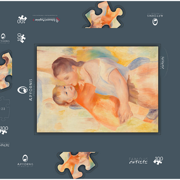 Darstellung des Puzzle Motivs Washerwoman and Child (La Blanchisseuse et son enfant) (1886) by Pierre-Auguste Renoir 100 Puzzle Schachtel 3D Modell
