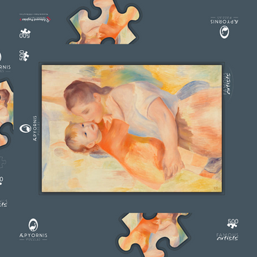 Darstellung des Puzzle Motivs Washerwoman and Child (La Blanchisseuse et son enfant) (1886) by Pierre-Auguste Renoir 500 Puzzle Schachtel 3D Modell