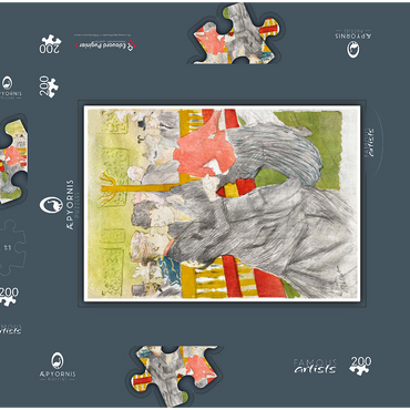 Darstellung des Puzzle Motivs Dance at the Moulin Rouge (1897) by Henri de Toulouse–Lautrec 200 Puzzle Schachtel 3D Modell