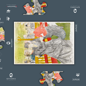 Darstellung des Puzzle Motivs Dance at the Moulin Rouge (1897) by Henri de Toulouse–Lautrec 500 Puzzle Schachtel 3D Modell