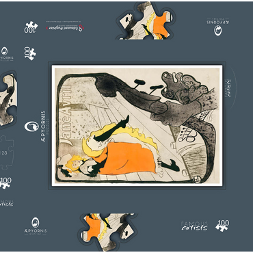 Darstellung des Puzzle Motivs Jane Avril (1893) print by Henri de Toulouse–Lautrec 100 Puzzle Schachtel 3D Modell