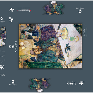 Darstellung des Puzzle Motivs Monsieur Boileau at the Café (1893) by Henri de Toulouse–Lautrec 100 Puzzle Schachtel 3D Modell