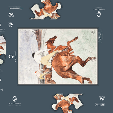 Darstellung des Puzzle Motivs The Jockey (1899) by Henri de Toulouse–Lautrec 1000 Puzzle Schachtel 3D Modell