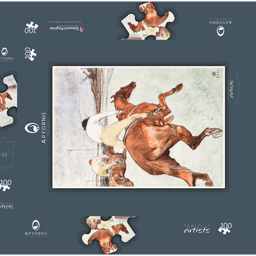 Darstellung des Puzzle Motivs The Jockey (1899) by Henri de Toulouse–Lautrec 100 Puzzle Schachtel 3D Modell
