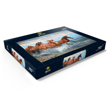 Darstellung des Puzzle Motivs Schöne Pferde laufen am Strand durch das Meer 200 Puzzle Schachtel Ansicht1