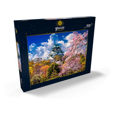 Darstellung des Puzzle Motivs Kirschblüten und Schloss in Osaka, Japan 200 Puzzle Schachtel Ansicht2