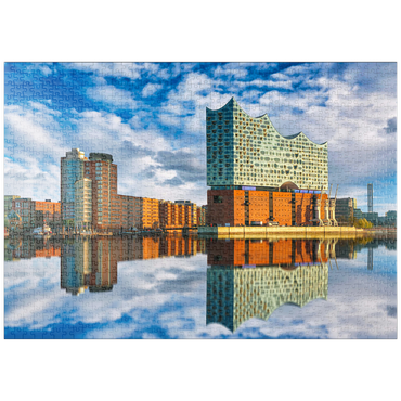 Darstellung des Puzzle Motivs puzzleplate Reflexion der Elbphilharmonie in Hamburg 1000 Puzzle