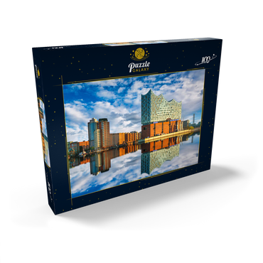Darstellung des Puzzle Motivs Reflexion der Elbphilharmonie in Hamburg 100 Puzzle Schachtel Ansicht2