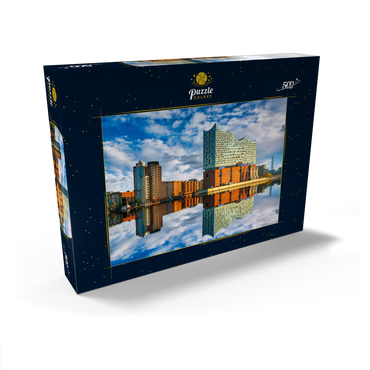 Darstellung des Puzzle Motivs Reflexion der Elbphilharmonie in Hamburg 500 Puzzle Schachtel Ansicht2
