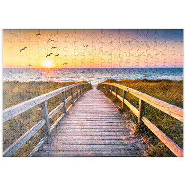 Darstellung des Puzzle Motivs puzzleplate Sonnenuntergang am Dünenstrand, Nordsee 200 Puzzle