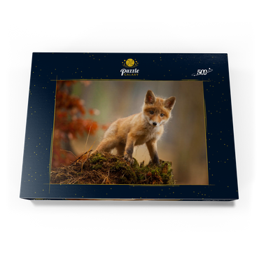 Darstellung des Puzzle Motivs Ein junger neugieriger Fuchs im Wald 500 Puzzle Schachtel Ansicht3