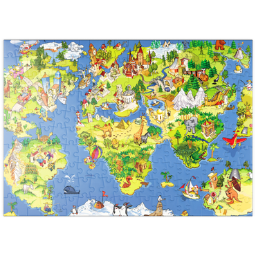 Darstellung des Puzzle Motivs puzzleplate Tolle und lustige Cartoon-Weltkarte - Illustration für Kinder 200 Puzzle