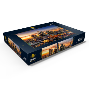 Darstellung des Puzzle Motivs Frankfurt am Main bei Nacht, Deutschland 1000 Puzzle Schachtel Ansicht1
