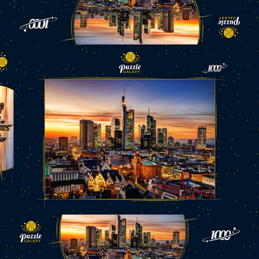 Darstellung des Puzzle Motivs Frankfurt am Main bei Nacht, Deutschland 1000 Puzzle Schachtel 3D Modell