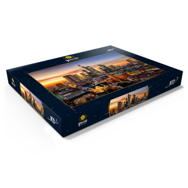 Darstellung des Puzzle Motivs Frankfurt am Main bei Nacht, Deutschland 100 Puzzle Schachtel Ansicht1