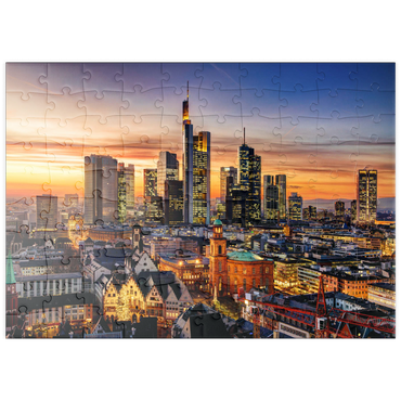 Darstellung des Puzzle Motivs puzzleplate Frankfurt am Main bei Nacht, Deutschland 100 Puzzle